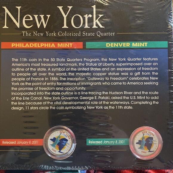New York Colorized State Quarter INOP with cellophane wrap and COA - Picture 4 of 5